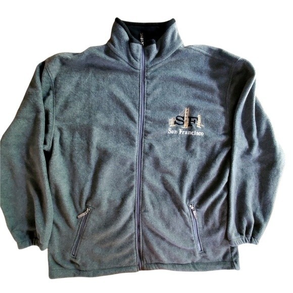 Gray Fleece San Francisco Front Zip Men Size XXL - Picture 10 of 11